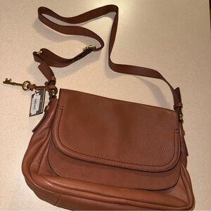 Fossil peyton large double flap Crossbody Brown